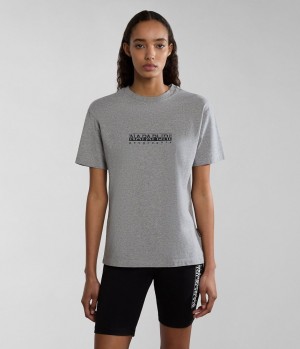Napapijri Box Short Sleeve T-Shirt T-shirts Damen Grau | BRJ-640187