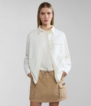 Napapijri Boyd Overshirt Jacket Short Jackets Damen Weiß | VNH-569417