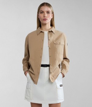 Napapijri Boyd Overshirt Jacket Short Jackets Damen Beige | NIL-713495