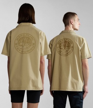 Napapijri Boyd Short Sleeve Shirt Hemd Herren Beige | CTZ-609473
