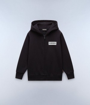 Napapijri Chamois Full-Zip Hoodie (4-16 YEARS) Hoodie Kinder Schwarz | BPM-849605