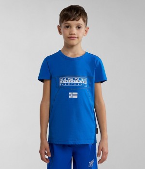 Napapijri Cree Short Sleeve T-Shirt (4-16 YEARS) T-shirts Kinder Blau | NGE-079856