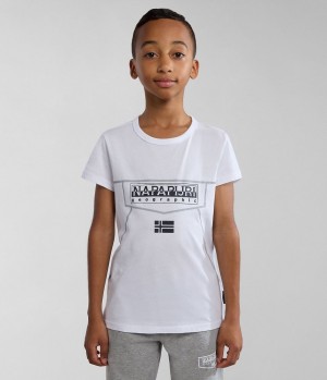 Napapijri Cree Short Sleeve T-Shirt (4-16 YEARS) T-shirts Kinder Weiß | EOQ-261074