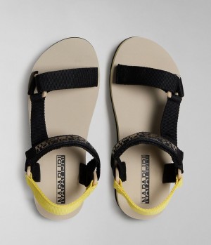 Napapijri Dahlia Sandals Sandalen Damen Gelb Schwarz | ACY-934205