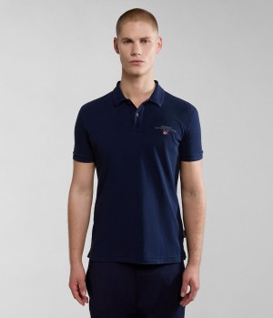 Napapijri Elbas Short Sleeve Pique Polo Shirt Polo Shirts Herren Dunkelblau | XKM-726140