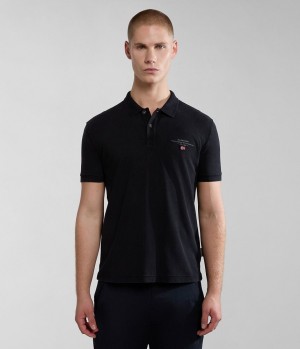 Napapijri Elbas Short Sleeve Pique Polo Shirt Polo Shirts Herren Schwarz | DJC-745396
