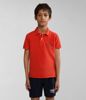 Napapijri Elbas Short Sleeve Polo Shirt (4-16 YEARS) Polo Shirts Kinder Orange | IUE-476351
