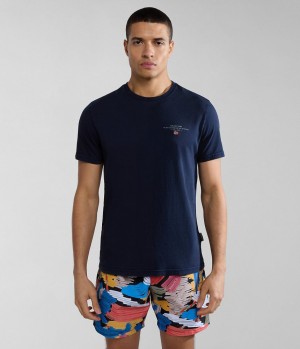 Napapijri Elbas Short Sleeve T-Shirt T-shirts Herren Dunkelblau | ELR-405627