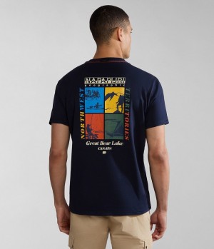 Napapijri Gras Short Sleeve T-Shirt T-shirts Herren Dunkelblau | HJZ-179428