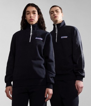Napapijri Grober Half-Zip Sweatshirt Sweatshirts Damen Schwarz | ZQK-643098