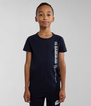 Napapijri Hudson Short Sleeve T-Shirt (4-16 YEARS) T-shirts Kinder Dunkelblau | GVU-896371