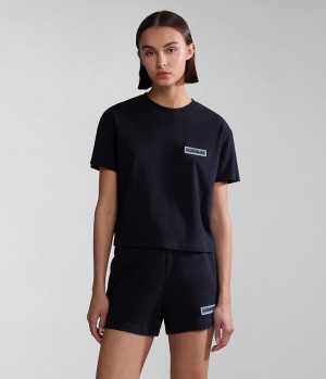 Napapijri Iaato Short Sleeve T-Shirt T-shirts Damen Schwarz | RYA-061537