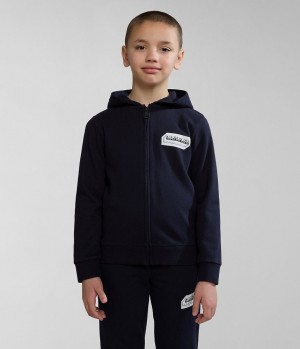 Napapijri Kitik Full-Zip Hoodie (4-16 YEARS) Sweatshirts Kinder Dunkelblau | URJ-061973