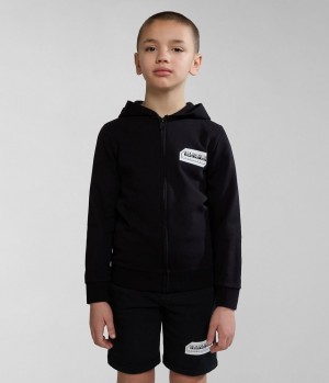 Napapijri Kitik Full-Zip Hoodie (4-16 YEARS) Hoodie Kinder Schwarz | SBH-943782