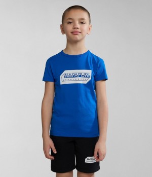 Napapijri Kitik Short Sleeve T-Shirt (4-16 YEARS) T-shirts Kinder Blau | UAQ-786194