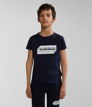 Napapijri Kitik Short Sleeve T-Shirt (4-16 YEARS) T-shirts Kinder Dunkelblau | SXK-346127