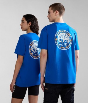 Napapijri Kotcho Short Sleeve T-Shirt T-shirts Damen Blau | JPF-503716
