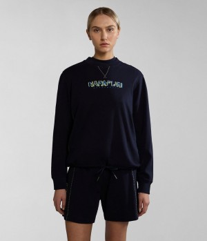 Napapijri Kreis Sweatshirt Sweatshirts Damen Dunkelblau | VXI-823461