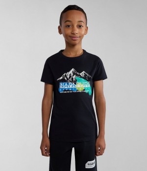 Napapijri Liard Short Sleeve T-Shirt (4-16 YEARS) T-shirts Kinder Schwarz | JPW-947261