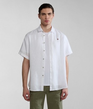 Napapijri Linen Short Sleeve Shirt Hemd Herren Weiß | ULT-187643