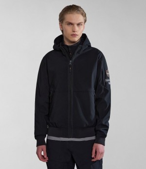 Napapijri Melville Mono-material Shell Jacket Regenjacken Herren Schwarz | QPY-089236