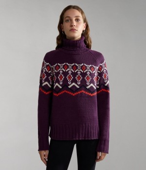 Napapijri Nathaniel Turtleneck Jumper Strickwaren Damen Lila | CRM-584067