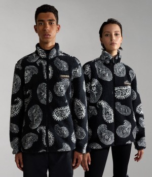 Napapijri Paisley Full-Zip Fleece Fleece Damen Schwarz | SVU-439576
