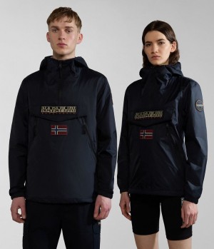 Napapijri Rainforest Ripstop Anorak Jacket - Unisex Regenjacken Damen Schwarz | BNV-305124