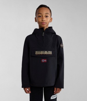Napapijri Rainforest Summer Anorak Jacket (4-16 YEARS) Regenjacken Kinder Schwarz | RBX-031789