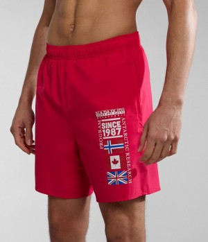 Napapijri Sahtu Swimming Trunks Schwimmhose Herren Rot | AQZ-185769