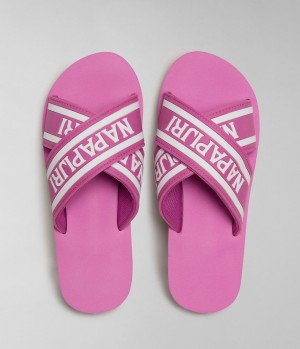 Napapijri Stick Sliders Pantoletten Damen Rosa | MLA-652179