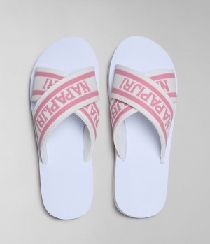 Napapijri Stick Sliders Pantoletten Damen Weiß | HJC-785021