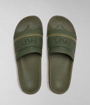 Napapijri Stream Sliders Pantoletten Herren Grün | UAB-716349